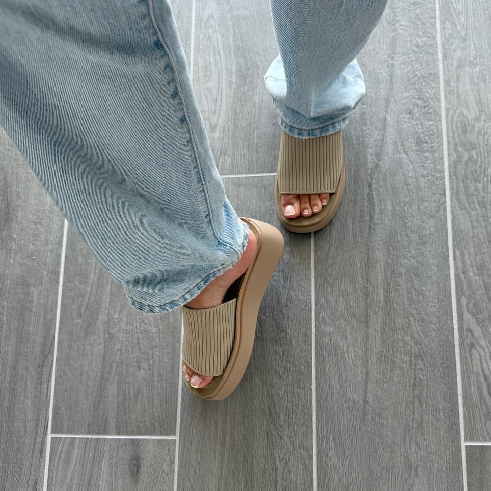 Beige Slide Sandals